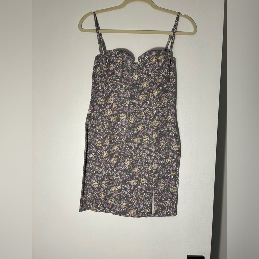 Floral purple mini dress